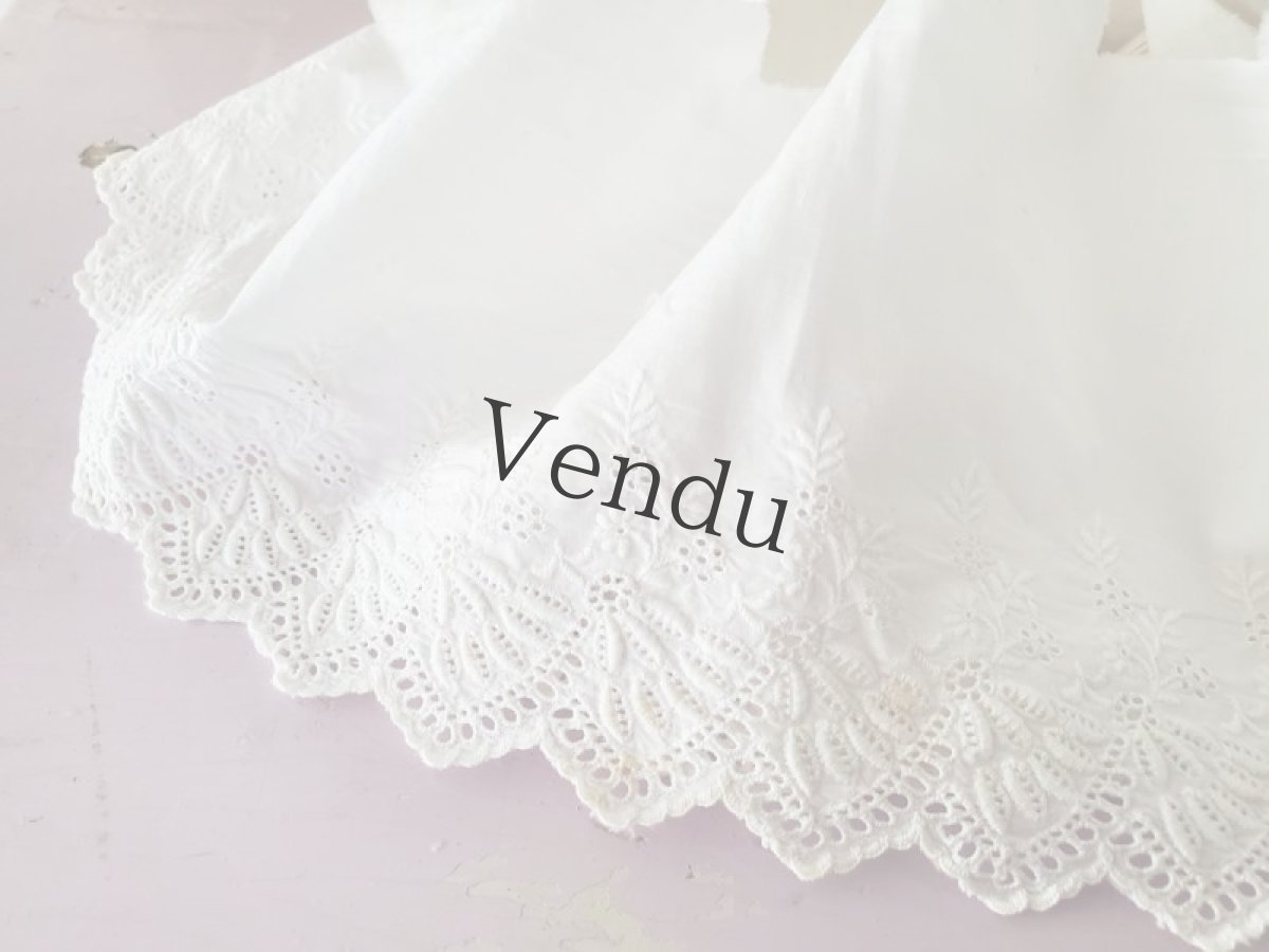 画像4: フランスヴィンテージ　幅広 刺繍スカラップレース 183cm (4)