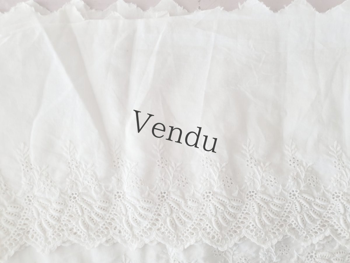 画像6: フランスヴィンテージ　幅広 刺繍スカラップレース 183cm (6)