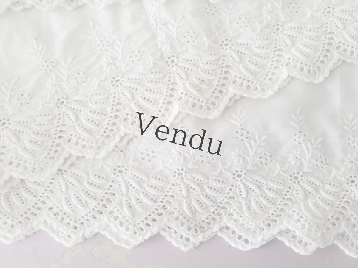 画像2: フランスヴィンテージ　幅広 刺繍スカラップレース 183cm (2)