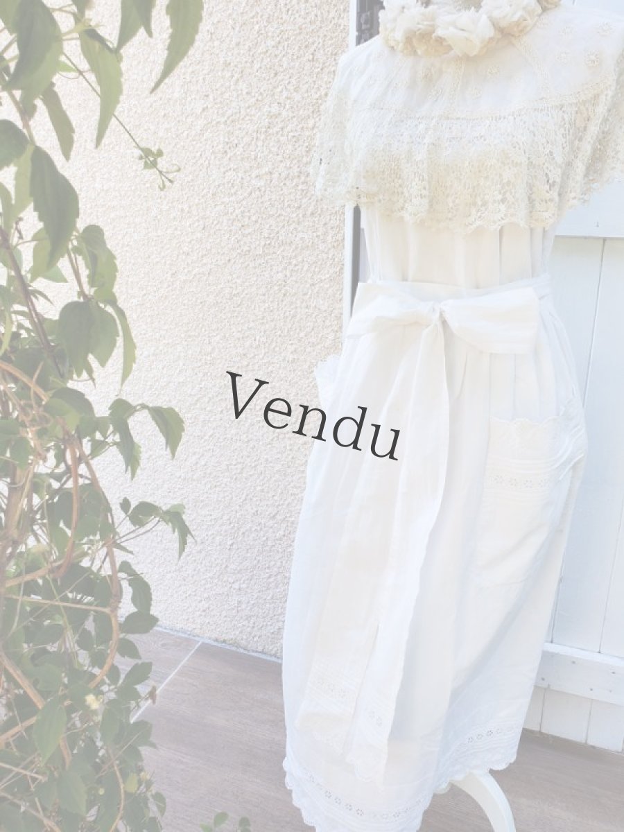 画像2: フランス 1900〜20年　タブリエ ロングサイズ (2)