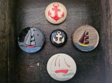 画像4: フランスアンティーク  マリンボタン いかり ブルーマリン 18mm (4)