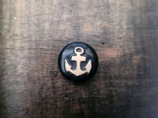画像1: フランスアンティーク  マリンボタン いかり ブルーマリン 18mm (1)