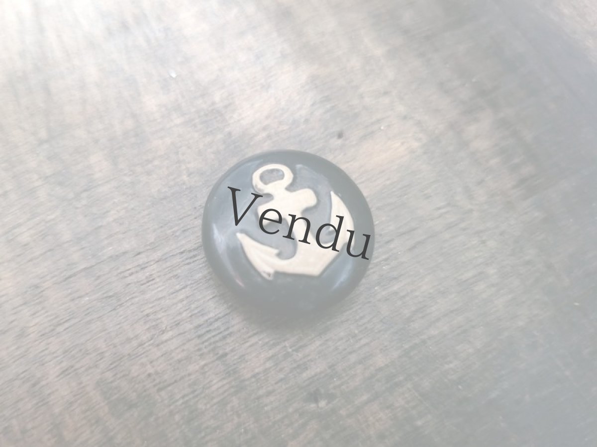 画像2: フランスアンティーク  マリンボタン いかり ブルーマリン 18mm (2)