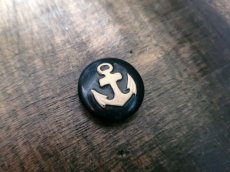 画像2: フランスアンティーク  マリンボタン いかり ブルーマリン 18mm (2)