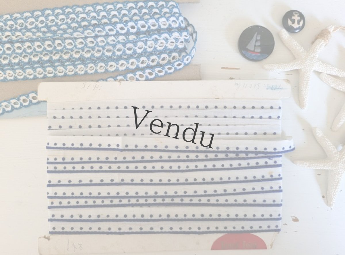 画像6: フランスヴィンテージ　穴あきリボン ブルー 9m以上 (6)