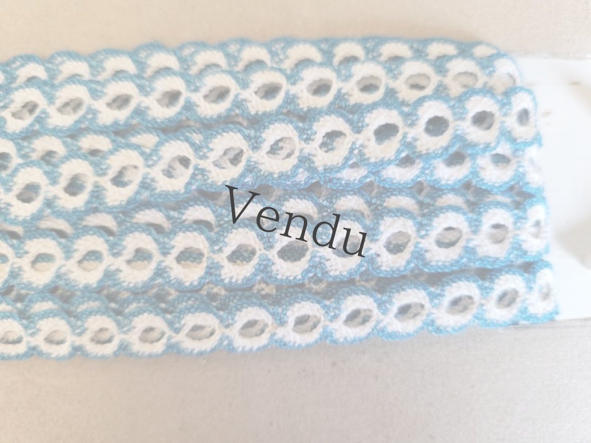 画像3: フランスヴィンテージ　穴あきリボン ブルー 9m以上 (3)