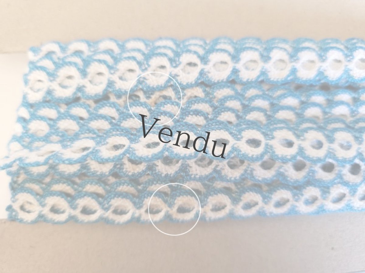 画像5: フランスヴィンテージ　穴あきリボン ブルー 9m以上 (5)