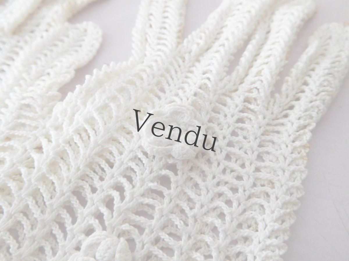 画像3: フランスアンティーク　リネンクロッシェレース 夏の手袋  (3)