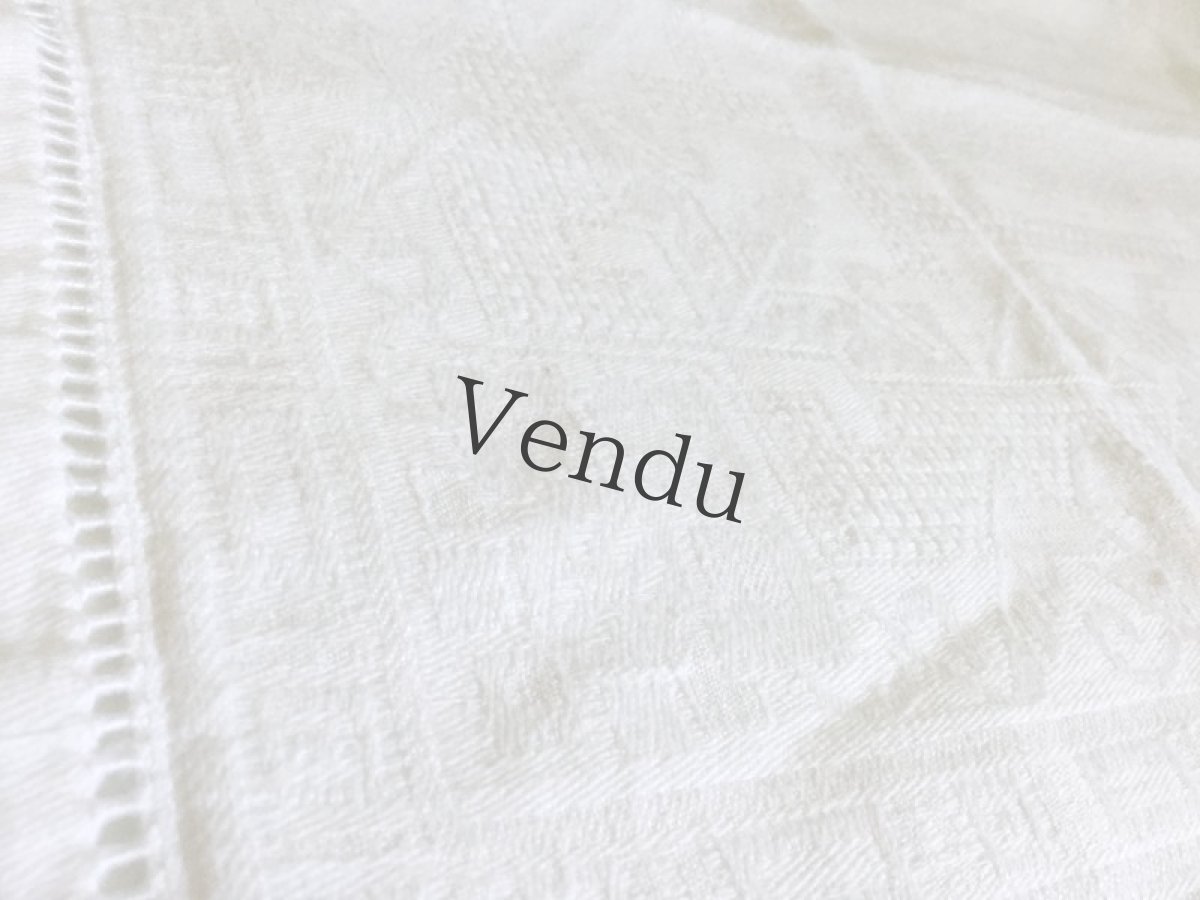 画像5: フランスアンティーク　ダマスク織リネンクロス (5)