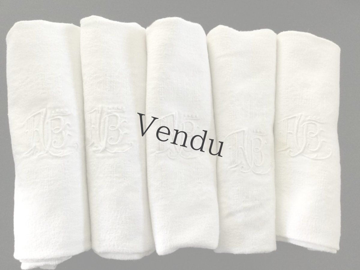 画像8: フランスアンティーク　ダマスク織リネンクロス (8)