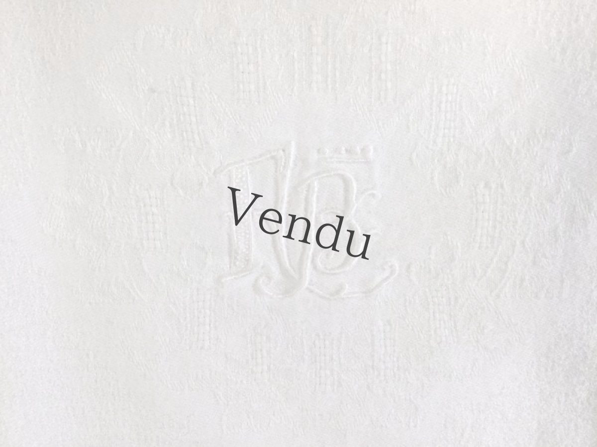 画像2: フランスアンティーク　ダマスク織リネンクロス (2)