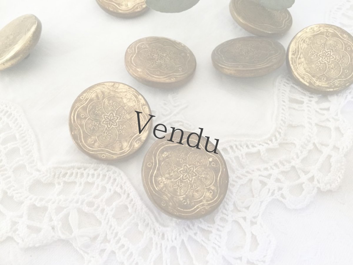 画像4: フランスアンティーク　繊細柄の真鍮ボタン 22ｍｍ (4)