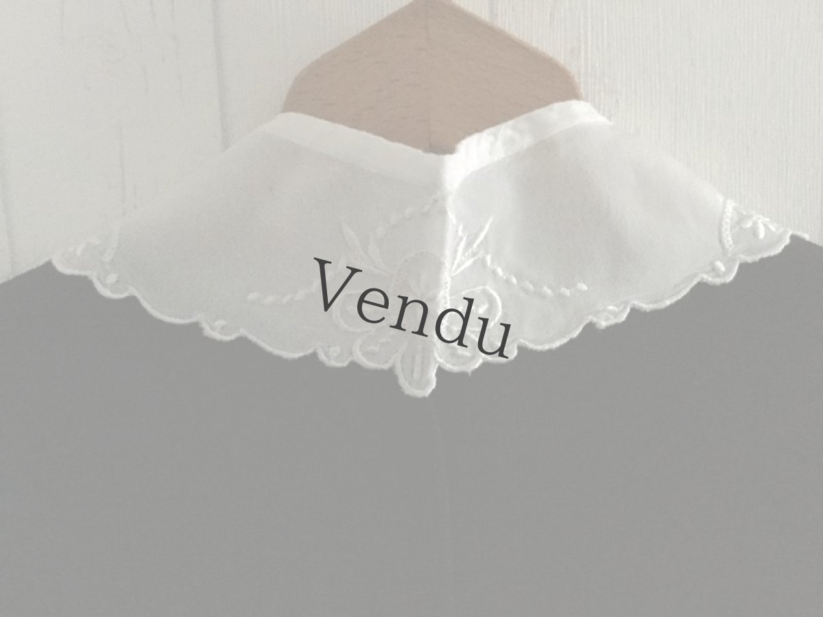 画像2: フランスヴィンテージ　刺繍つけ襟 (2)