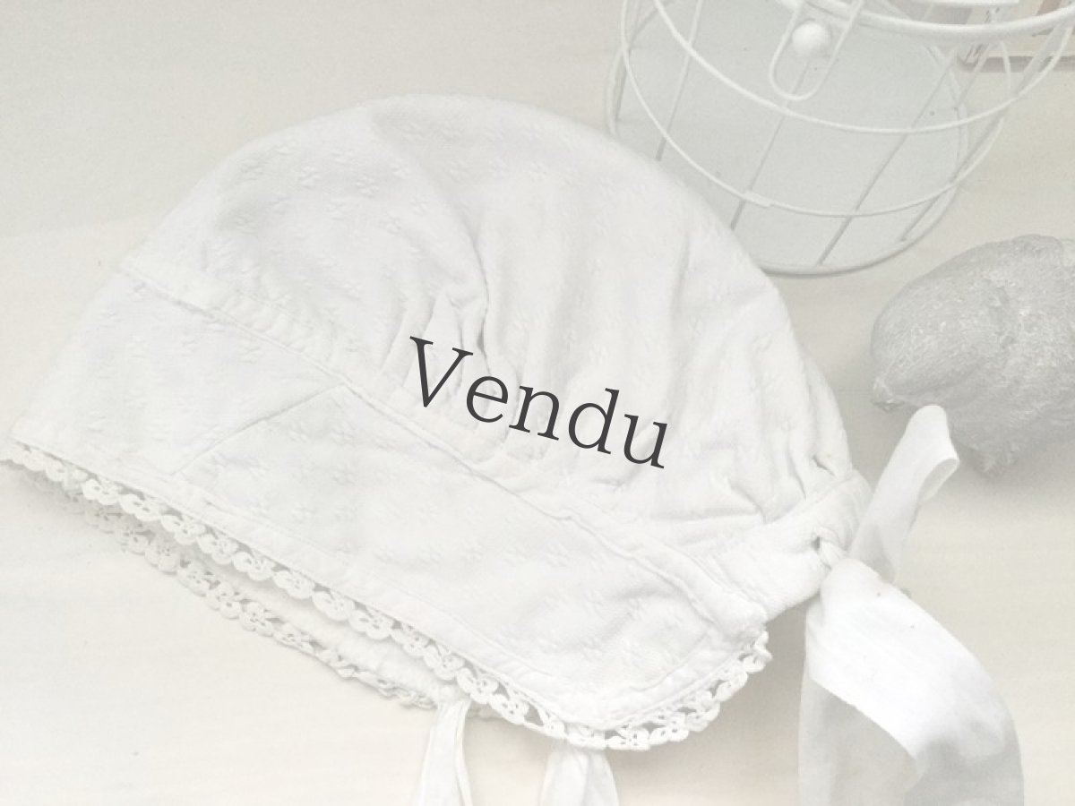 画像5: アンティーク　コットン ボネ (5)