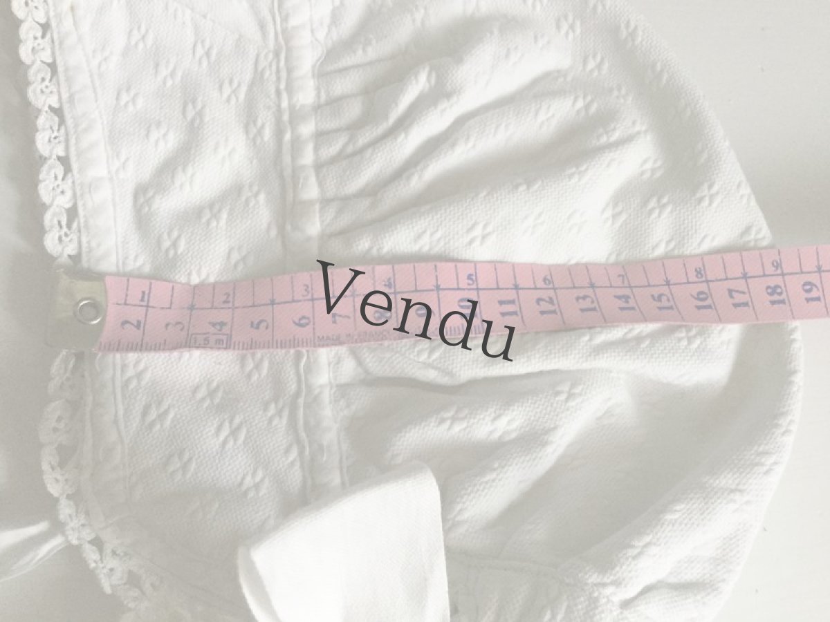 画像6: アンティーク　コットン ボネ (6)