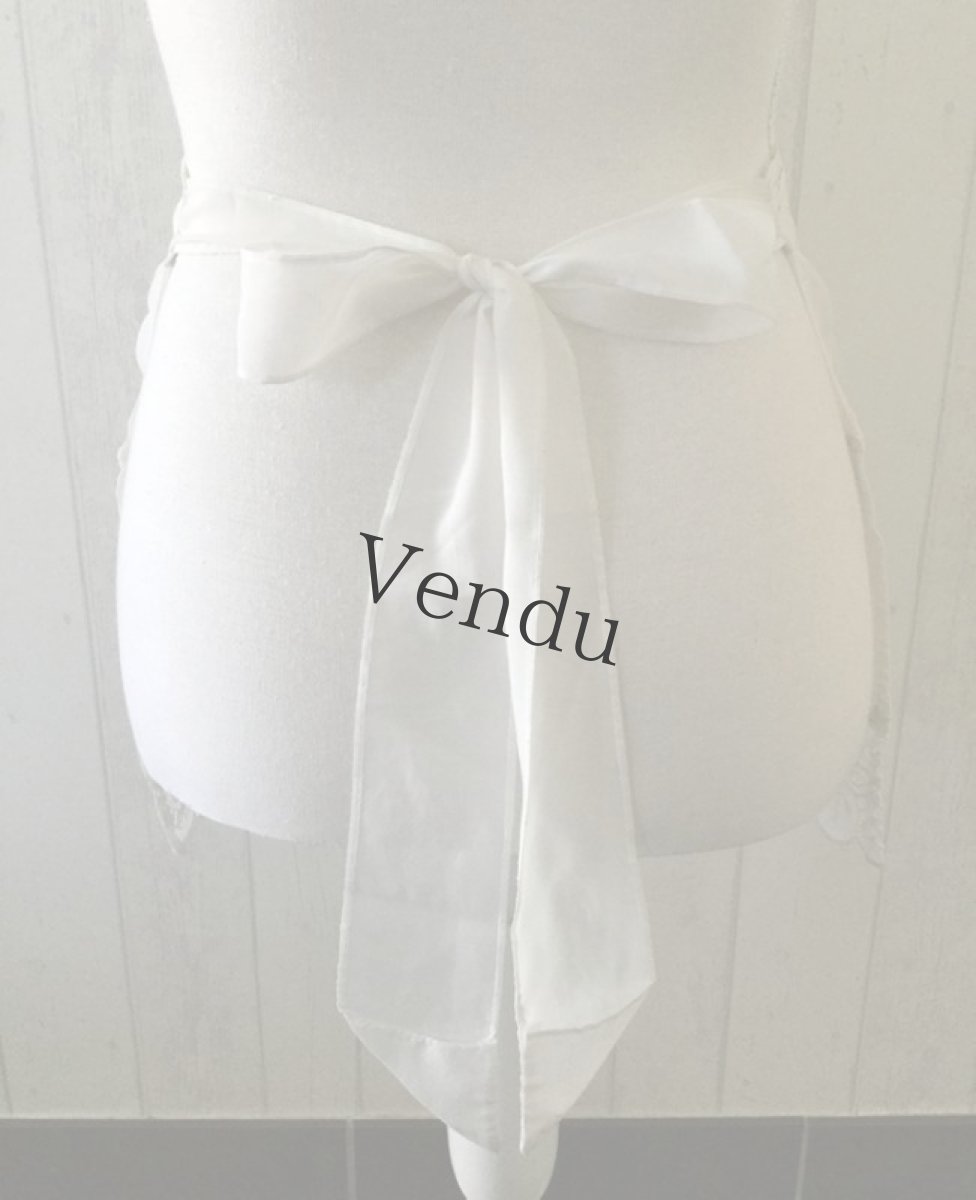 画像5: フランスヴィンテージ　カットワークエプロン (5)