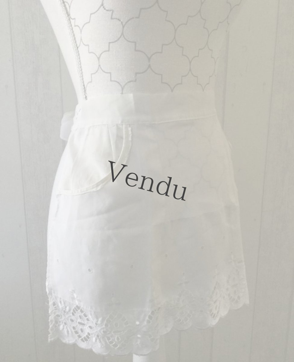 画像4: フランスヴィンテージ　カットワークエプロン (4)