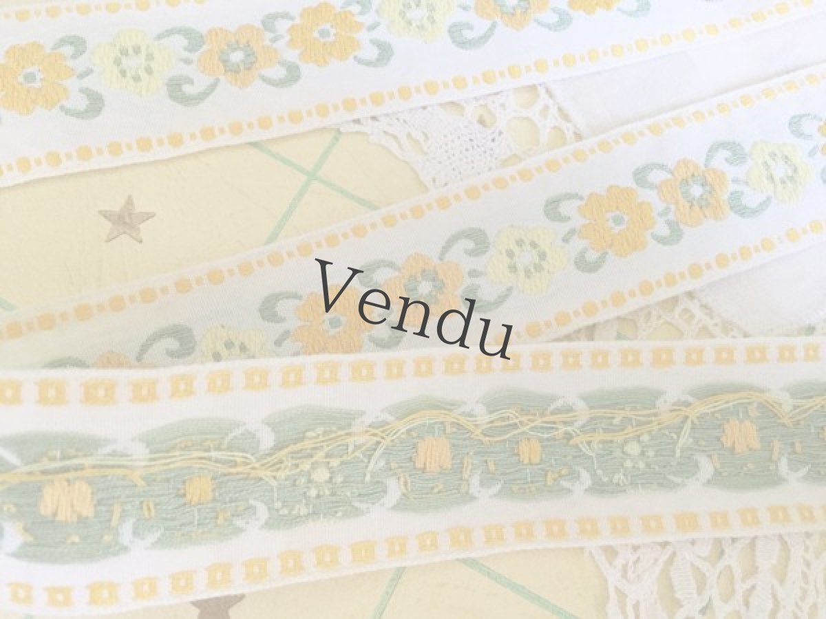 画像6: フランス　黄色いお花柄の刺繍リボン 50cm〜 (6)