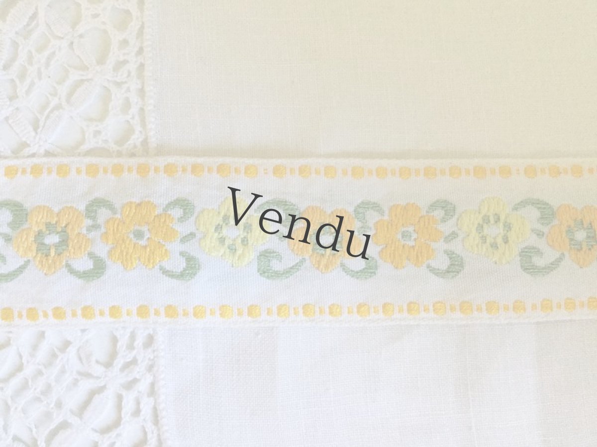 画像5: フランス　黄色いお花柄の刺繍リボン 50cm〜 (5)