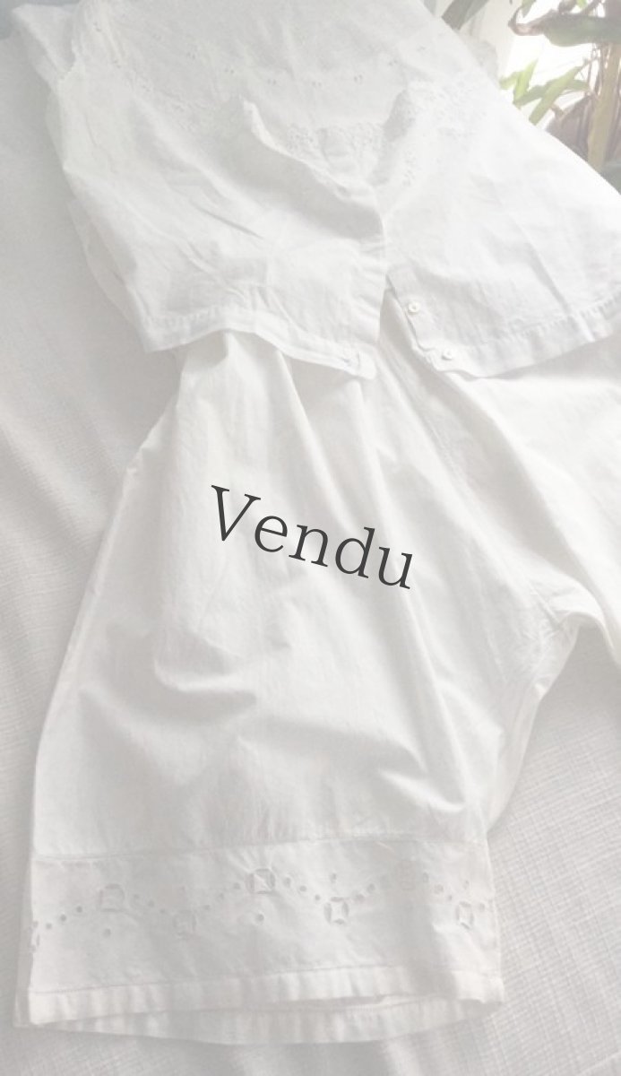 画像8: フランスアンティーク　コットンキュロット (8)