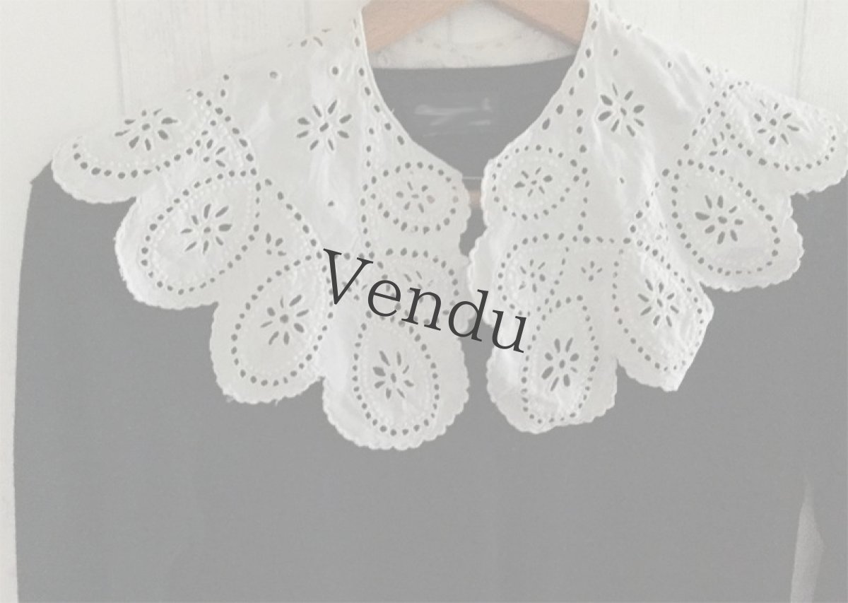 画像2: フランスアンティーク　アイレットレースのつけ襟 (2)