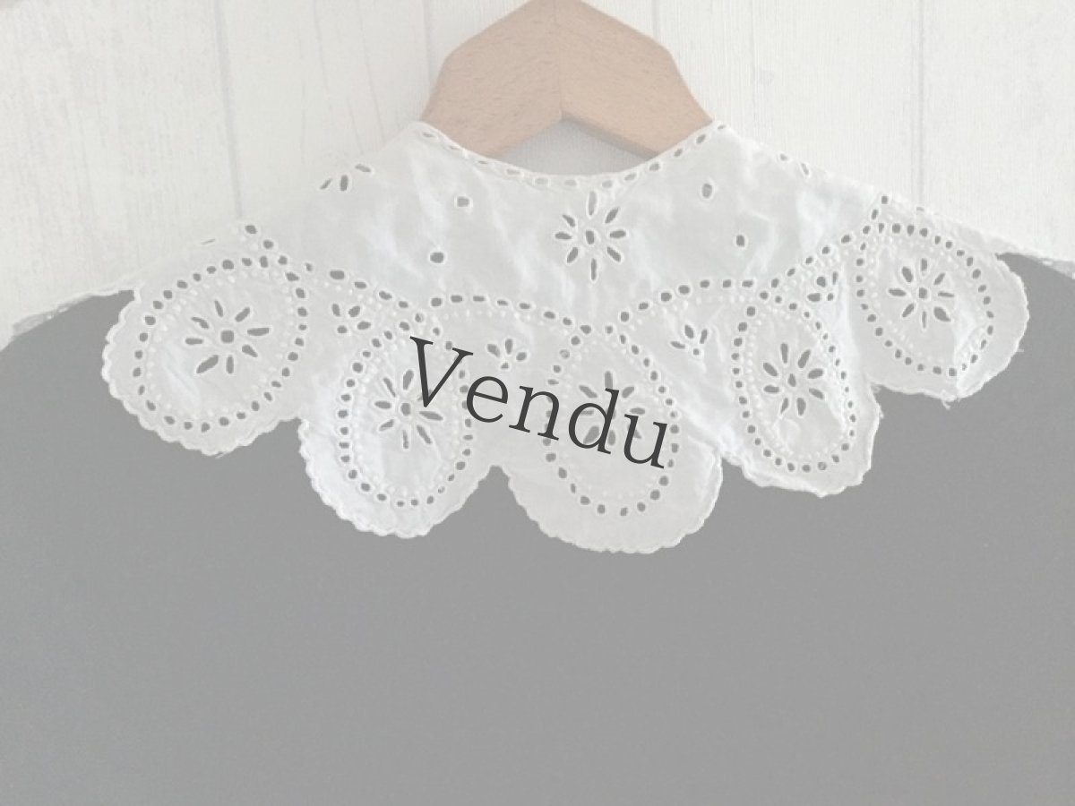 画像4: フランスアンティーク　アイレットレースのつけ襟 (4)