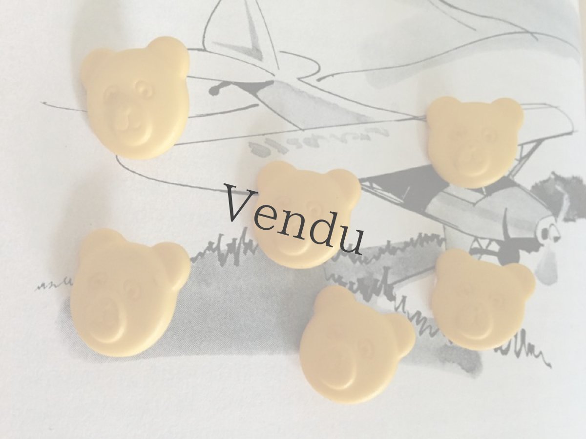 画像3: ヴィンテージ　黄色いくまさんのボタン３頭セット (3)