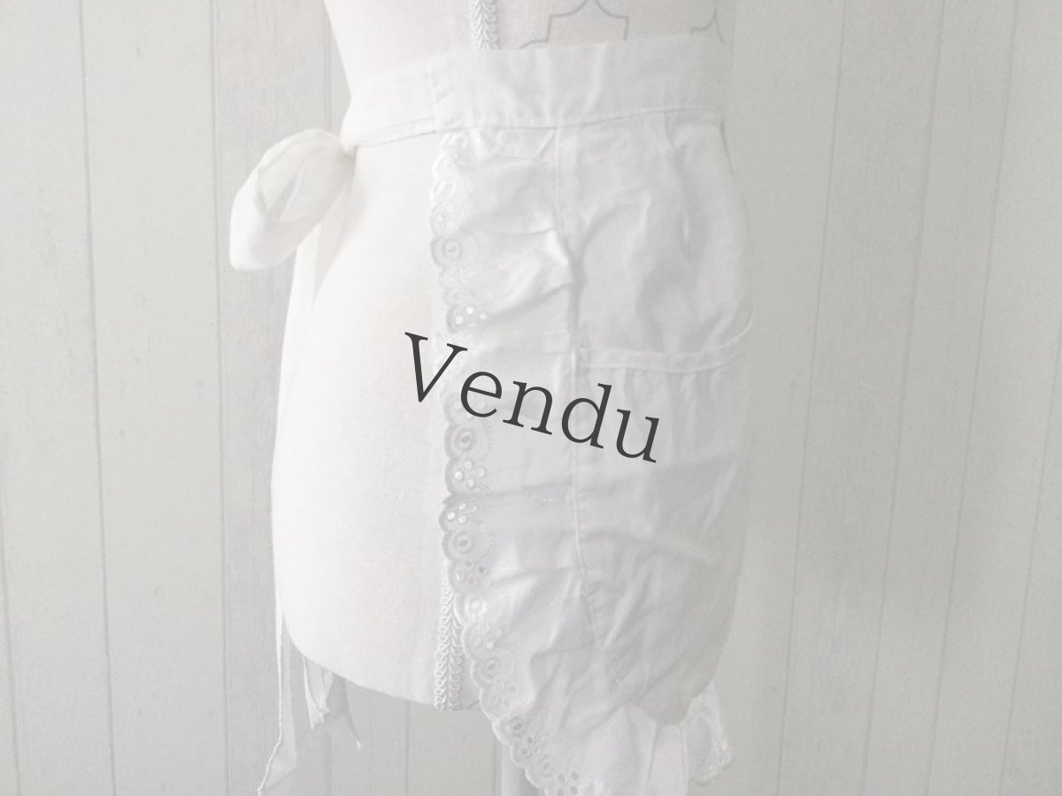 画像4: ヴィンテージ　カットワークエプロン (4)