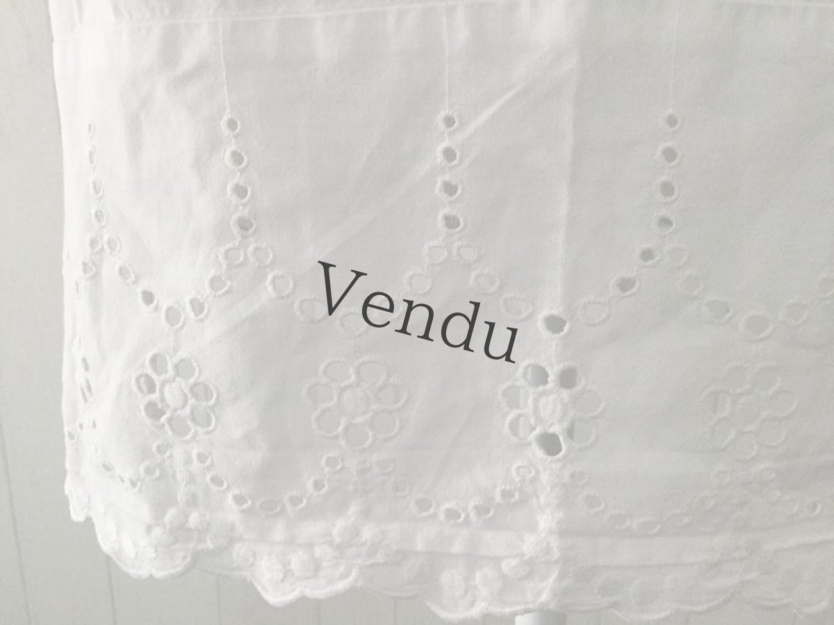 画像6: フランスヴィンテージ　カットワークエプロン (6)