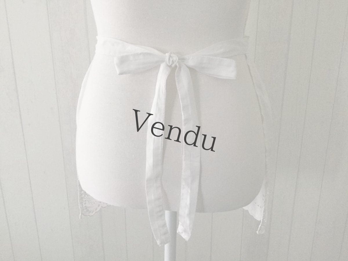 画像3: フランスヴィンテージ　カットワークエプロン (3)