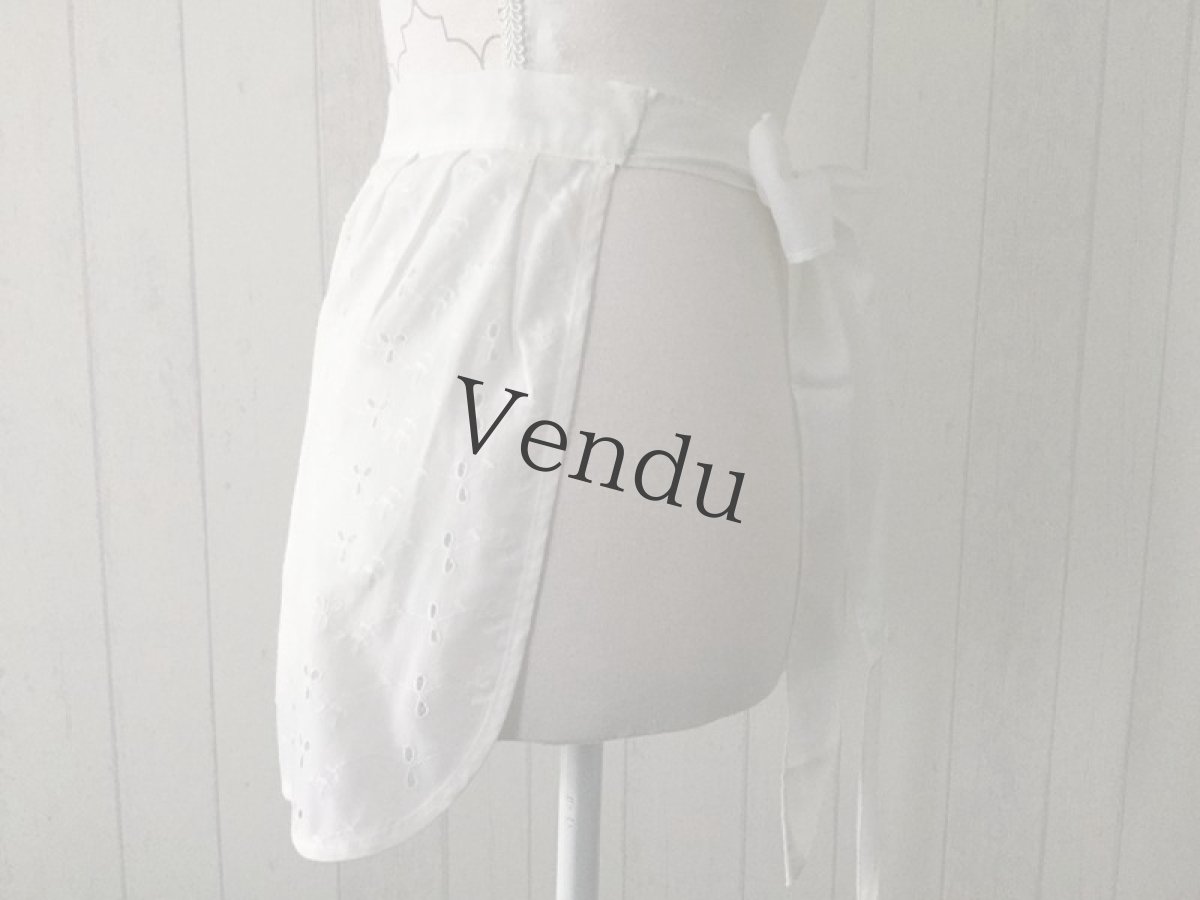 画像6: ヴィンテージ　アイレットレースエプロン (6)