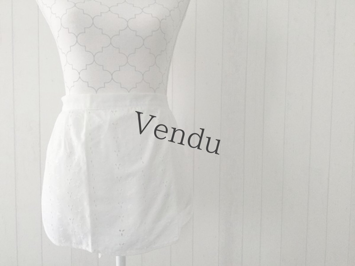 画像7: ヴィンテージ　アイレットレースエプロン (7)