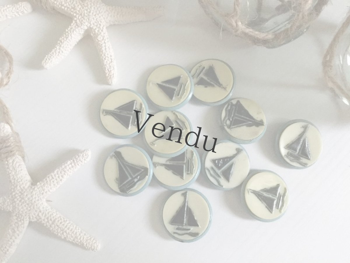 画像3: フランスヴィンテージ　マリンブルーヨットボタン　２個セット (3)