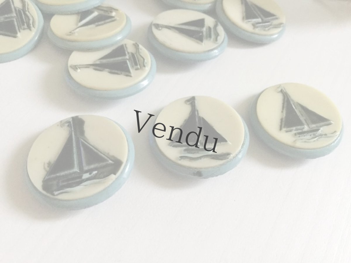 画像4: フランスヴィンテージ　マリンブルーヨットボタン　２個セット (4)