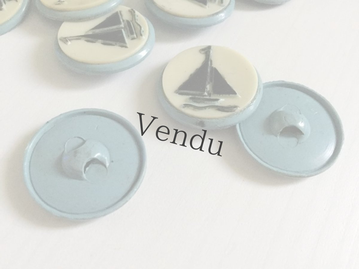画像5: フランスヴィンテージ　マリンブルーヨットボタン　２個セット (5)