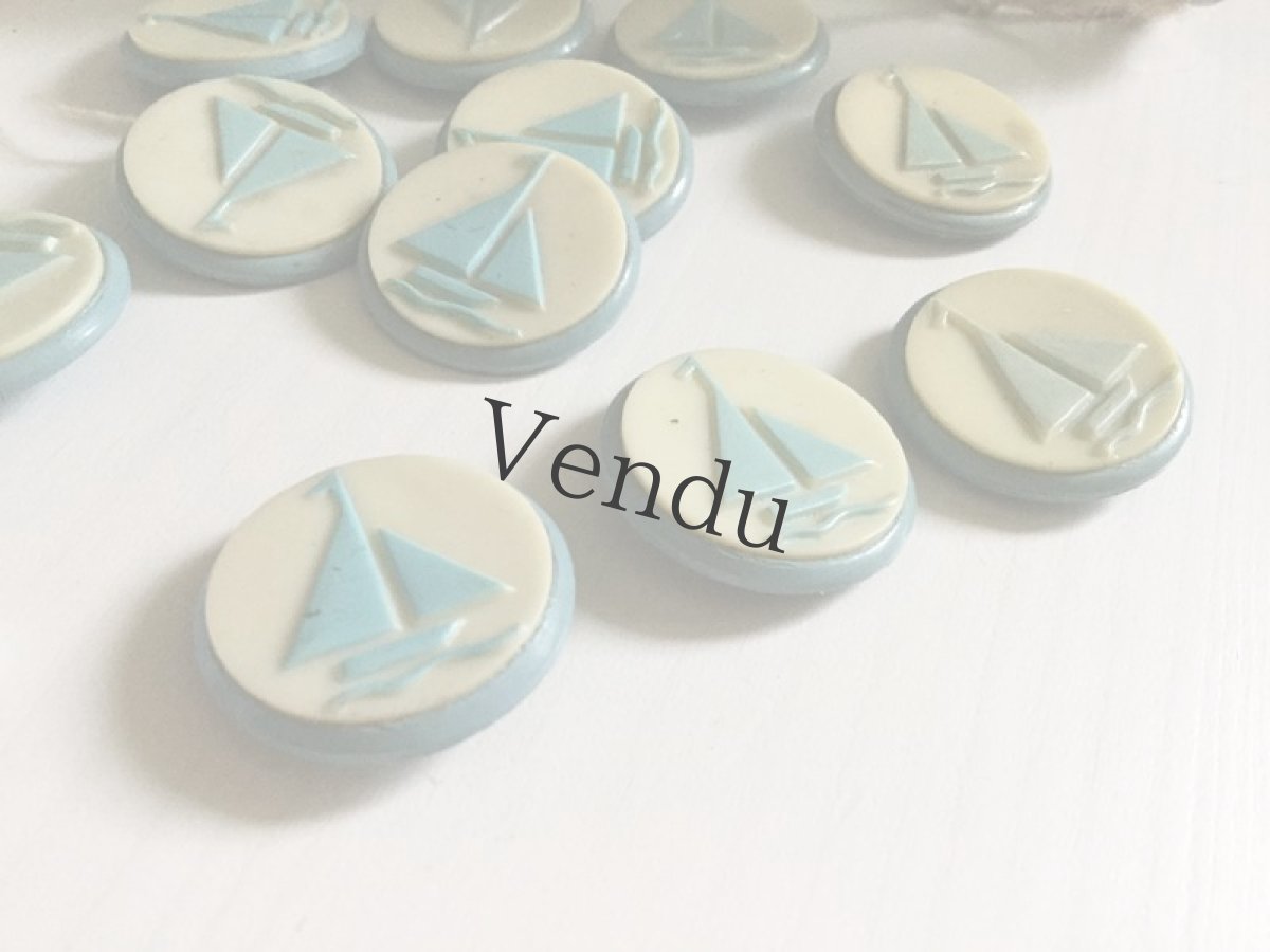 画像4: フランスヴィンテージ　水色ヨットボタン　２個セット (4)