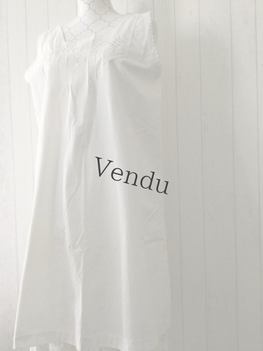 画像6: アンティーク　コットン　ノースリーブワンピース (6)