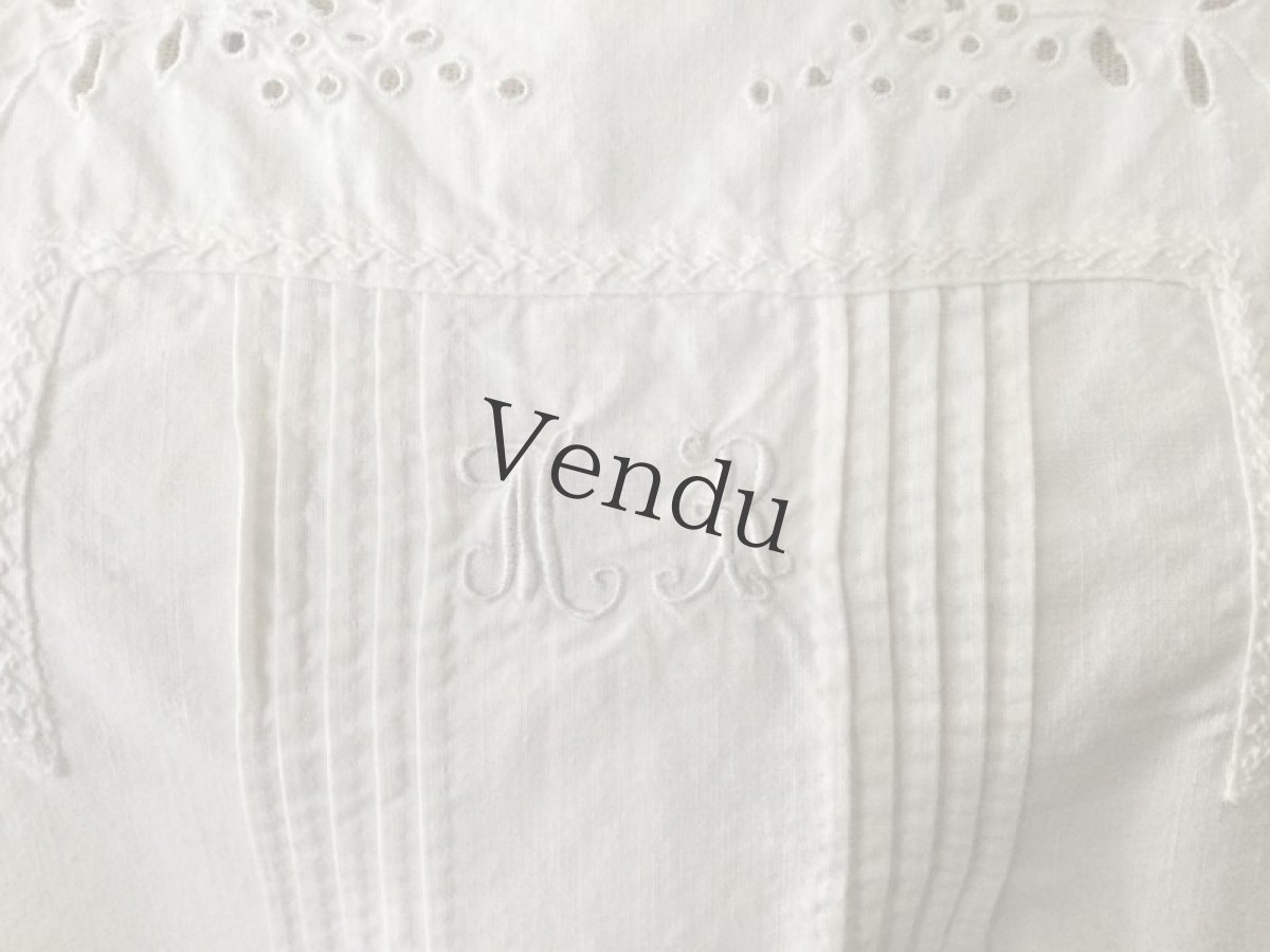 画像2: アンティーク　コットン　ノースリーブワンピース (2)