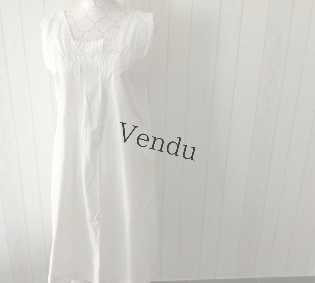 画像5: アンティーク　コットン　ノースリーブワンピース (5)