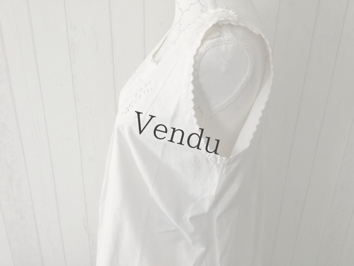 画像8: アンティーク　コットン　ノースリーブワンピース (8)