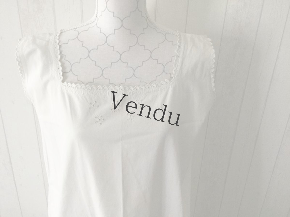 画像2: フランスアンティーク　リネン　ノースリーブワンピース (2)