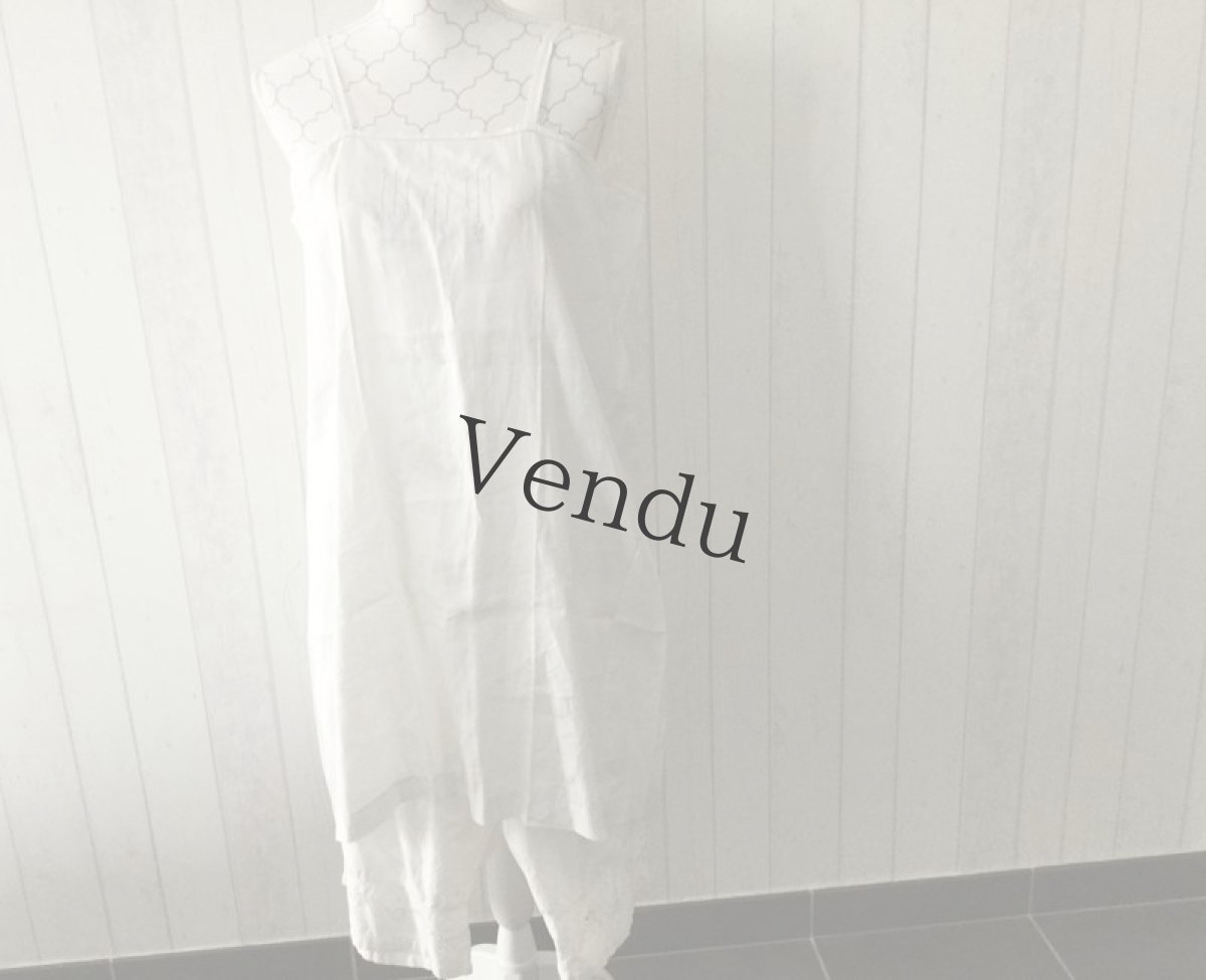 画像4: フランスアンティーク　コットン　キャミワンピース (4)