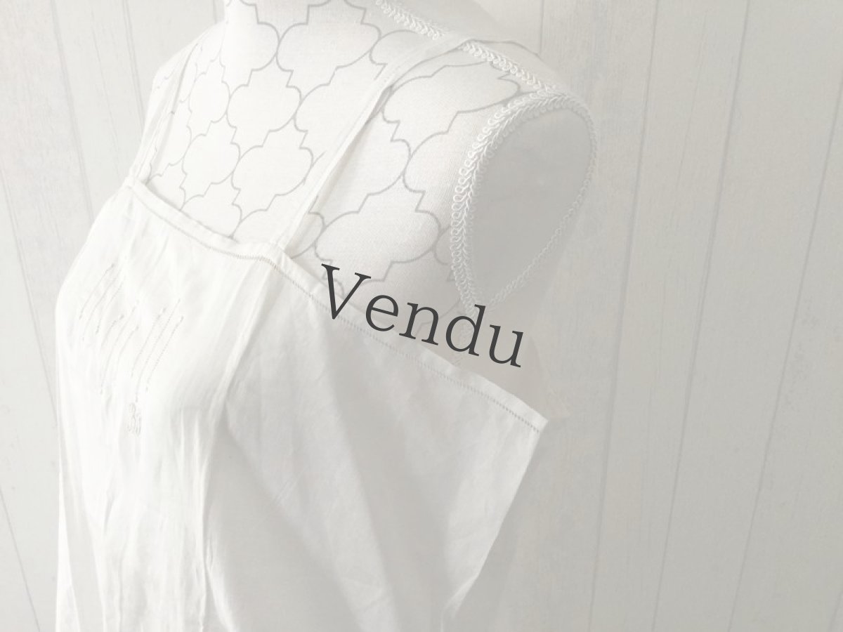 画像3: フランスアンティーク　コットン　キャミワンピース (3)