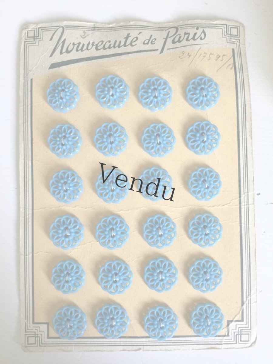 画像4: ヴィンテージ　青いお花型ボタン17mm (4)