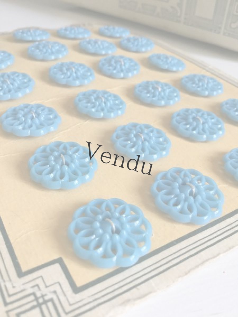 画像3: ヴィンテージ　青いお花型ボタン17mm (3)