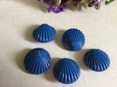 画像4: フランスヴィンテージ　青い貝のメタルボタン 21mm (4)