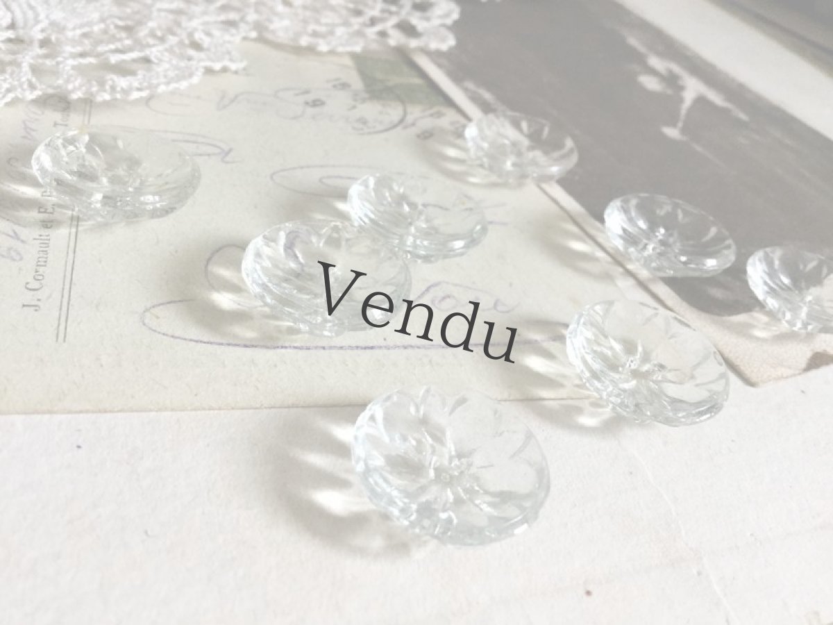 画像4: フランスアンティーク　お花のガラスボタン (4)