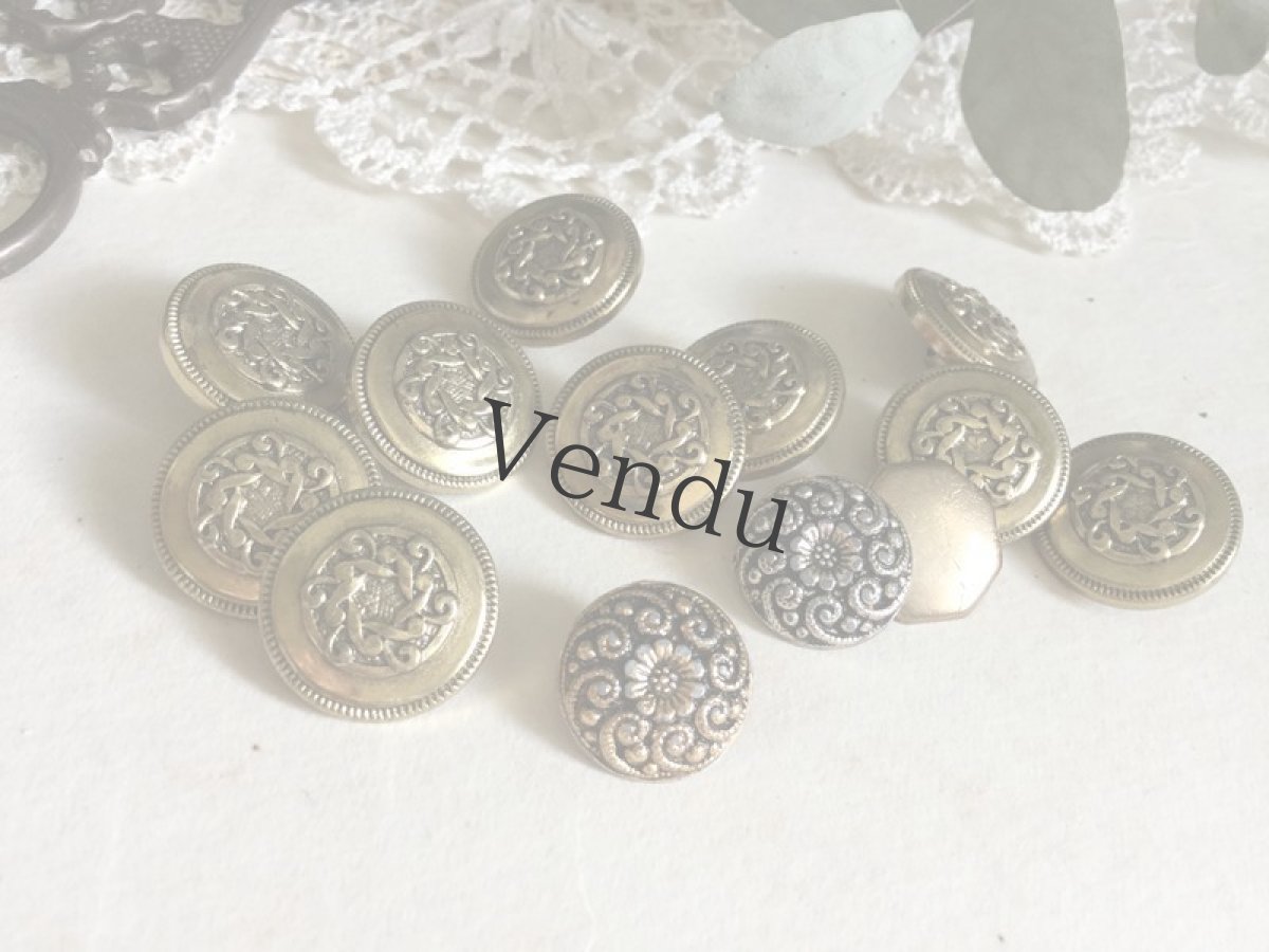 画像3: ヴィンテージ　ブロカントメタル風ボタン アソート (3)