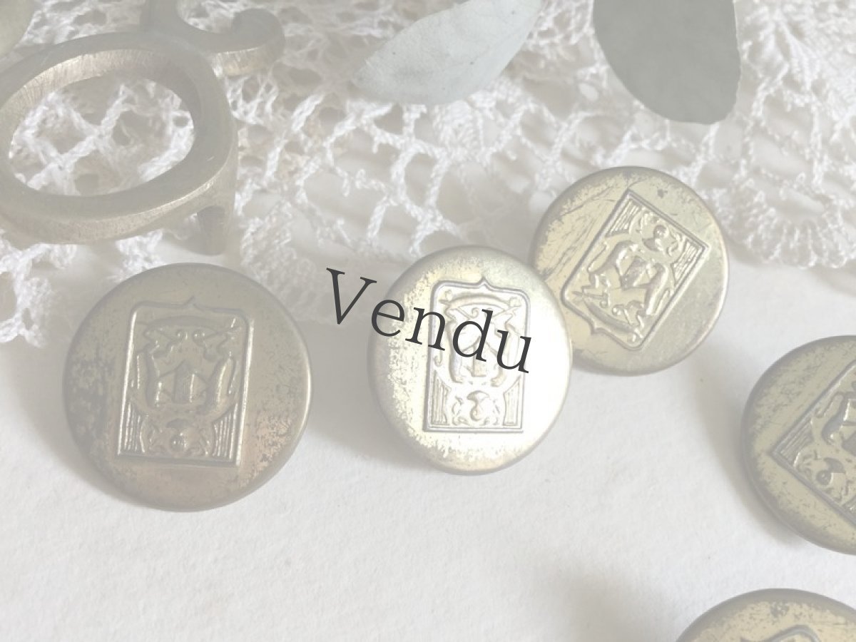 画像3: フランスヴィンテージ　紋章系ゴールドメタルボタン 23mm 7個セット  (3)