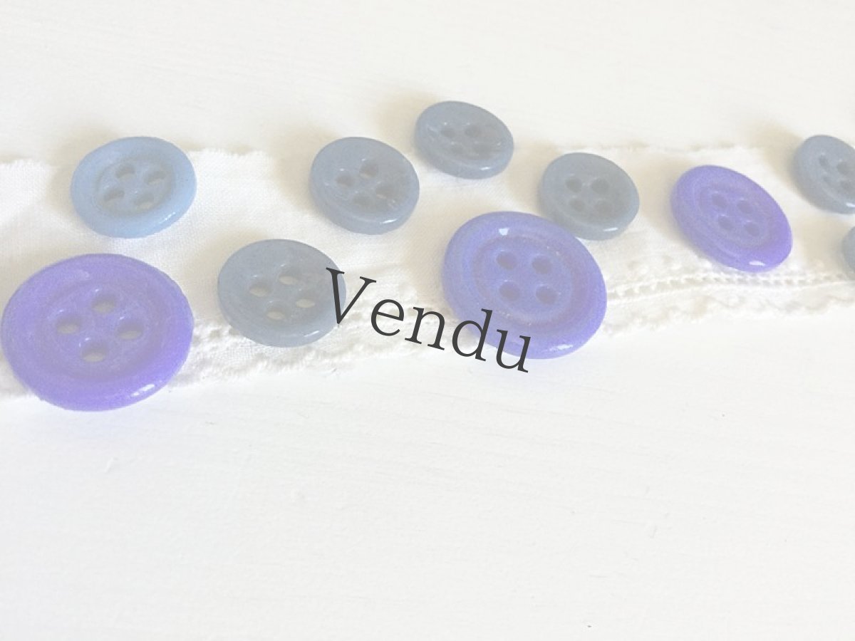 画像4: ヴィンテージ　ブルーのガラスボタン アソート (4)